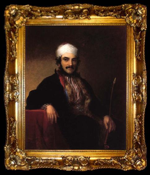 framed  Asher Brown Durand Portrait of Isaac Edrebi of Morocco, ta009-2